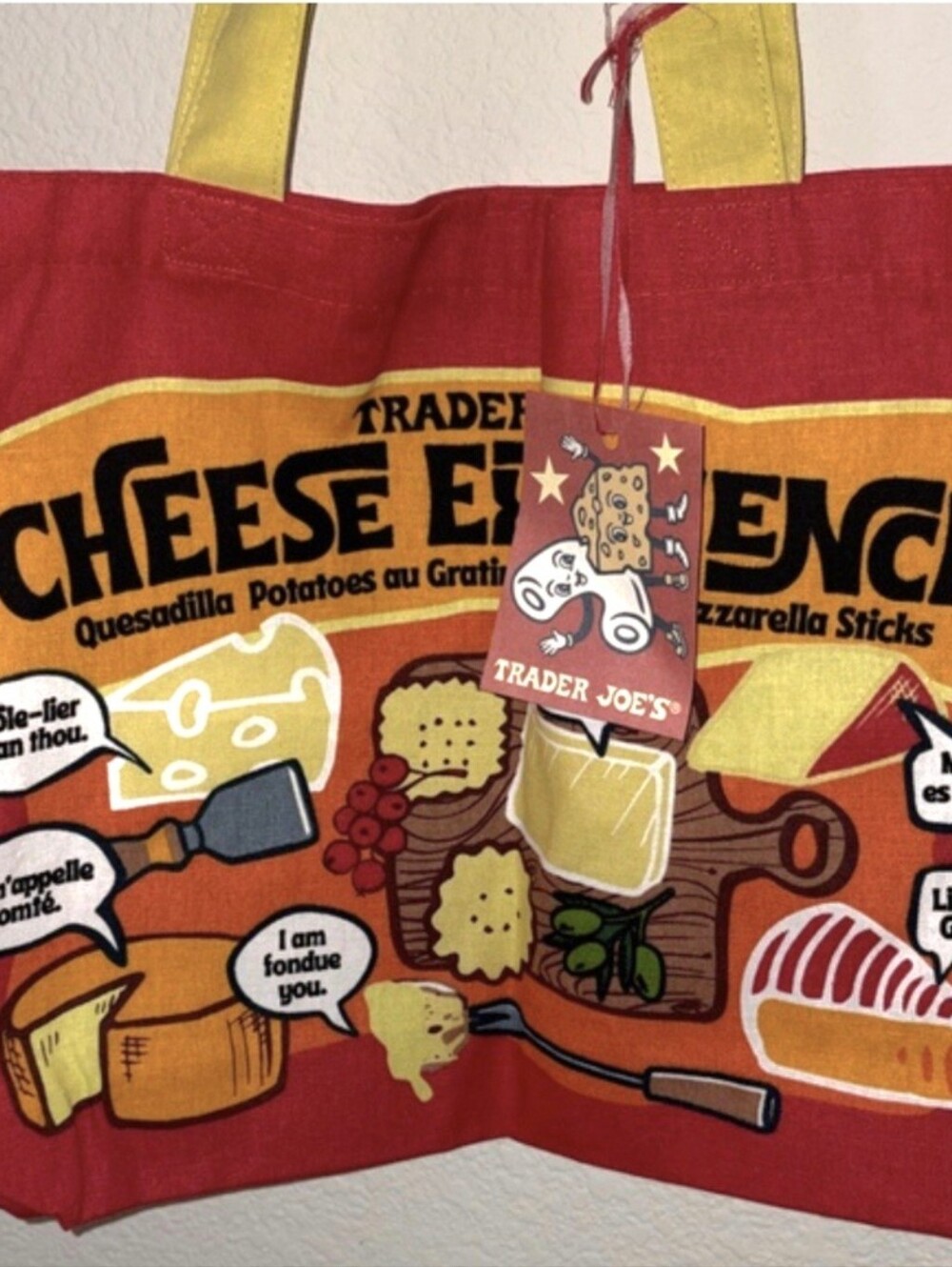 NWT Trader Joe's Canvas Tote 'Cheese Adventures' - Picture 2 of 10